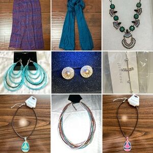 Women's bundle of jewelry and scarves